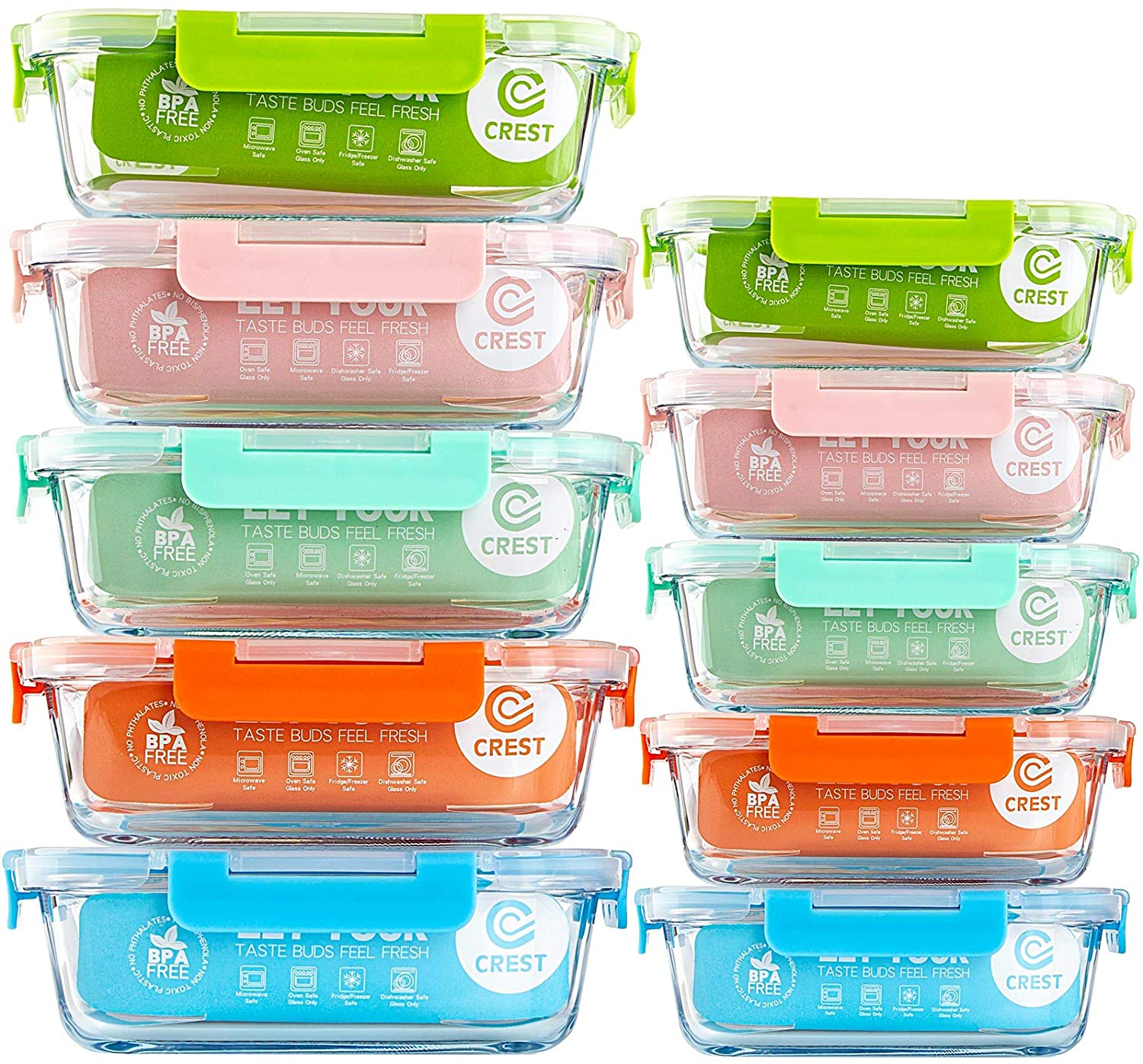 Small Glass Food Storage Containers 12 Pack-12oz Glass Containers with Lids  for Meal Prep Food Storage, Freezer to Microwave Safe, Air-Tight