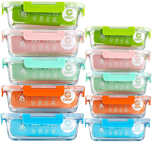 Glass Meal Prep Containers 2 Compartments, 5-Pack 36 Oz Airtight Glass Food  Storage Containers with Lids, BPA-Free and Freezer Safe 