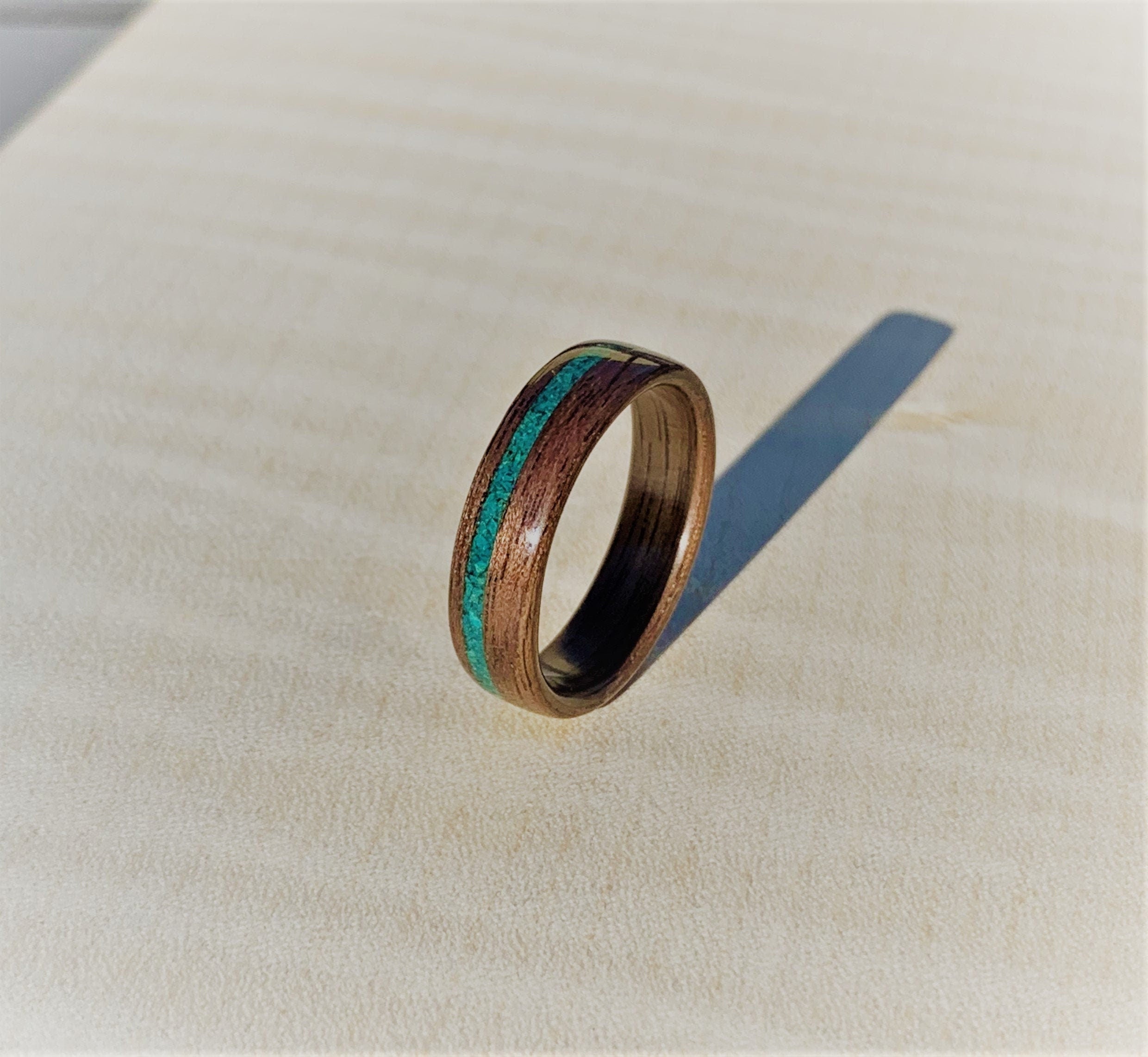 Walnut Turquoise Bentwood Ring Custom Personalized Handmade Wedding An ...