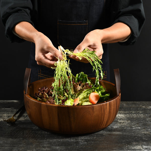 Large Wooden Salad Bowl, 12 Acacia Wood Bowl, Eco Friendly Housewarming  Gift with Gift Bag