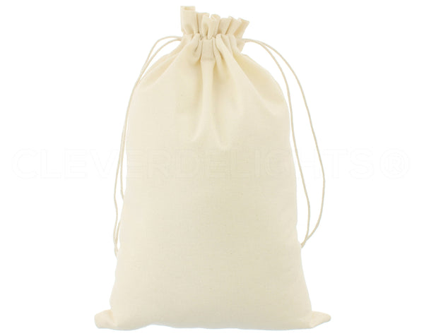16 x 20 Premium Double-Drawstring 130 GSM Cotton Muslin Bags - 100 Count