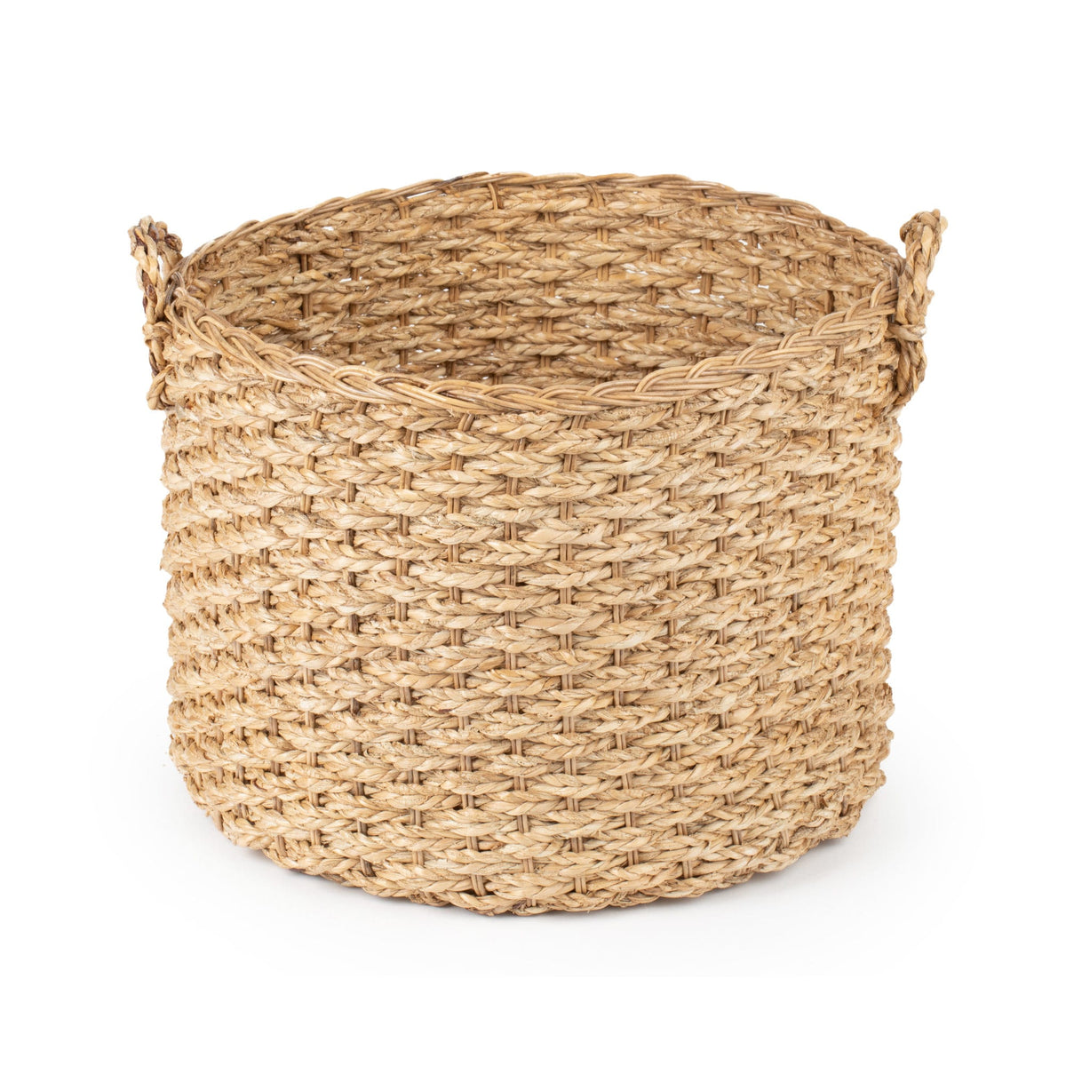 Round Wicker Blanket Storage Basket With Handles Woven EcoFriendly